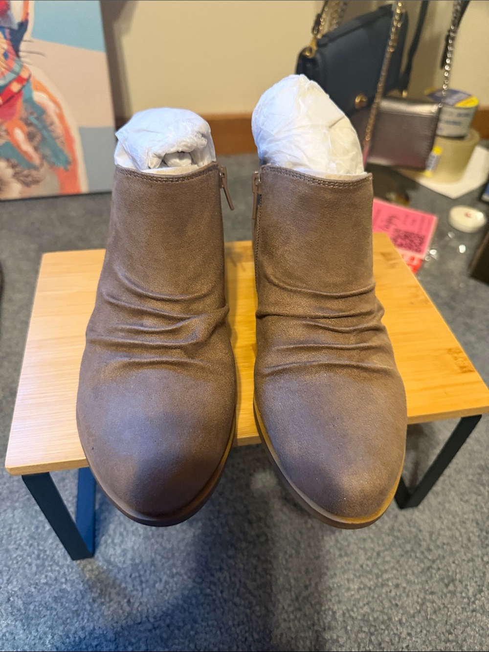 Life Stride Women's Suede Ankle Boots in Taupe